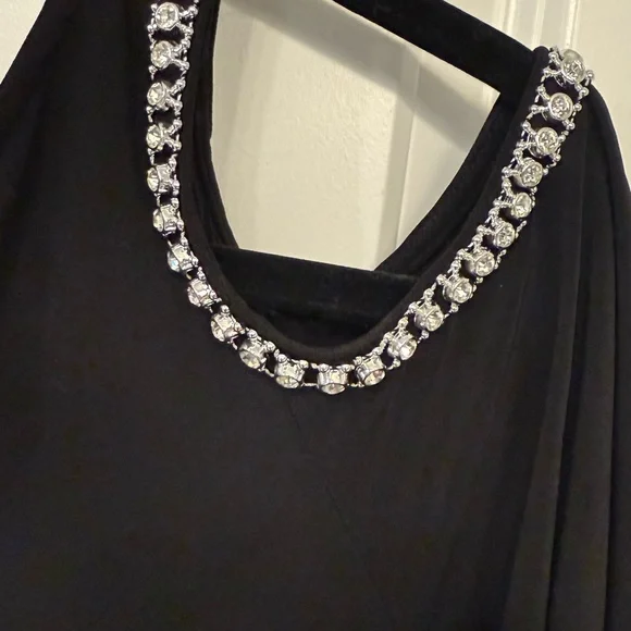 Black Dress with Rhinestone Cutouts 3/4 sleeves Size Medium - Picture 5 of 9